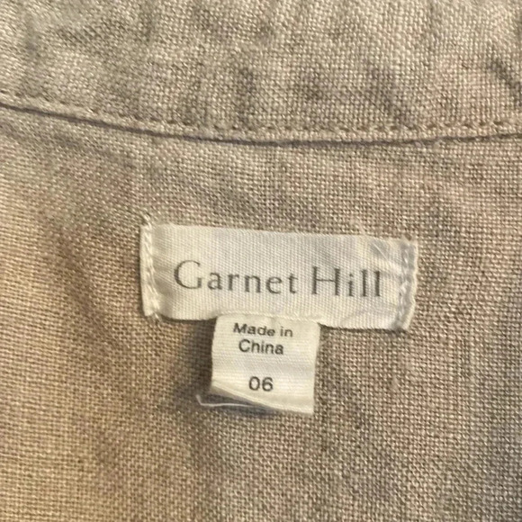 Garnet Hill 100% linen women’s size 6 beige button up collared sleeveless dress - Picture 2 of 7